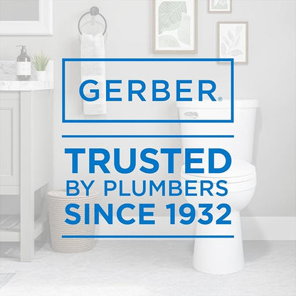 Gerber Maxwell Crest Elongated Two-Piece Toilet, Soft-Close Seat, White | Efficient flush clears the bowl with ease | Tool-free install kit with wax ring included | Glazed trapway prevents clogs