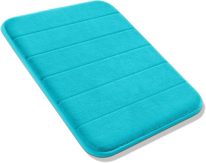 Yimobra Memory Foam Bath Mat, Super Soft Absorbent Bathroom Rug Non Slip, Quick Dry, Machine Washable Floor Carpet for Tub Shower, Home Decor Accessories, 24x17, Lake Blue