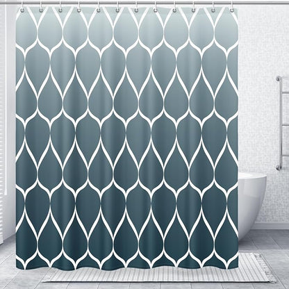Gelbchu Geometric Shower Curtain for Bathroom, Ombre Aegean Blue, 72x72 | with Hooks, Premium Polyester, Quick Dry, Water Repellent, Machine Washable, Rustproof Grommets, Modern Minimalist