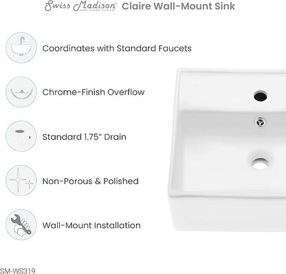 Swiss Madison SM-WS319 Claire Compact Ceramic Wall Hung Sink