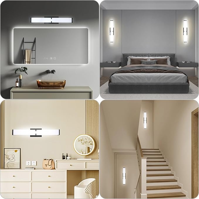 16 inch Bathroom Vanity Light 2700/3000/3500/4000/5000k Dimmable, Black Modern Matte for Vanity Lighting Over Mirror LED, Equivalent to Incandescent 200W, ETL Certificated (1 Pack)