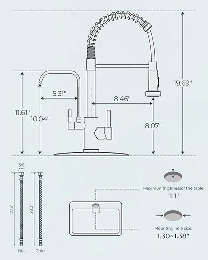 FORIOUS Kitchen Faucet with Purfied Water Filter, 2 in 1 Commercial Stainless Steel Pull Down Sink Faucet and Drinking Water Faucet 2 Handle for Pot Filler Kitchen Sink Farmhouse Bar, Brushed Nickel