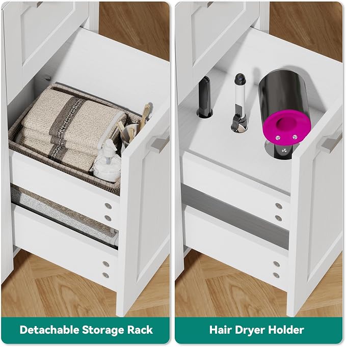 YOURLITE 36" Bathroom Vanity with Sink, White Bathroom Vanity and Sink Combo with Faucet & Pop Up Drain Set,Traditional Vanity with Dark Green Glass Bowl