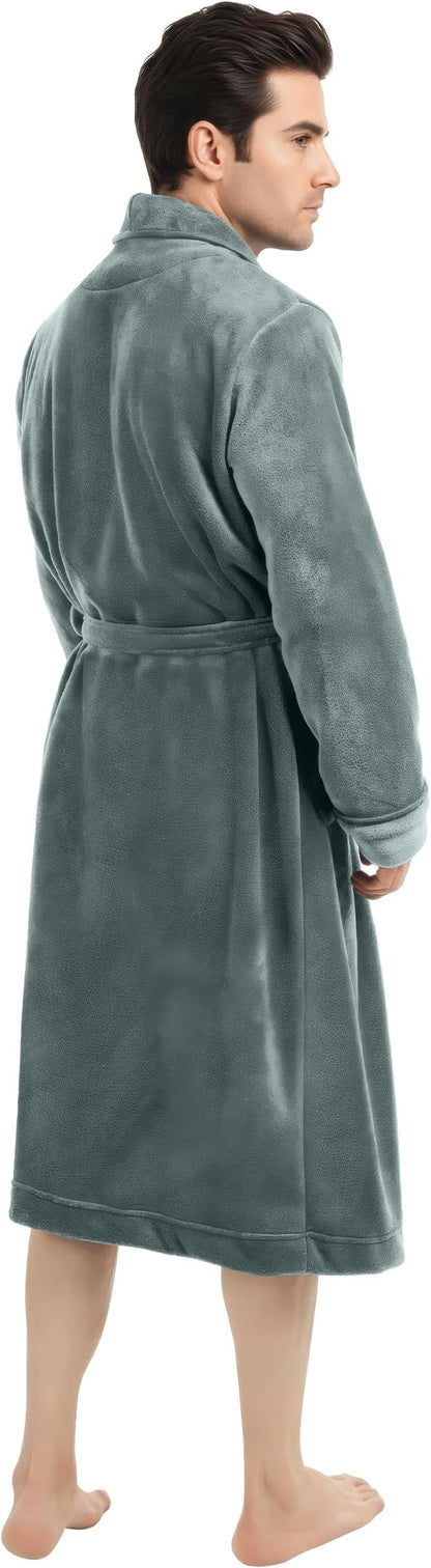 NY Threads Mens Robe, Luxury Plush Fleece Mens Bathrobe, Spa Bath Robe for Men