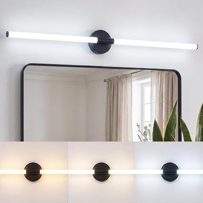 URSOLA 48" Modern LED Bathroom Light Fixtures, Matte Black 3CCT Dimmable Bathroom Vanity Light Over Mirror, Bathroom Vanity Bath Bar Lights with 360° Removable Acrylic Light Tube