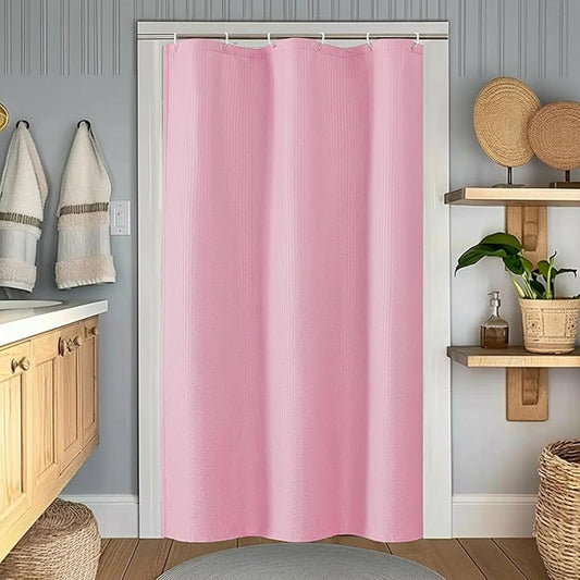 OWENIE Hot Pink Stall Shower Curtain for Bathroom, 3D Embossed Textured Fabric Small Shower Curtain for Narrow Stall Size, Machine Washable Water Resistance, Hotel Style, 36" W x 72" L, Hot Pink