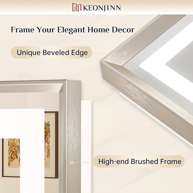 Keonjinn 28x36 Inch Nickel LED Bathroom Mirror with Lights, Beveled Edge | Frontlit & Backlit, Lighted Bathroom Mirror, HD Tempered Glass, 3 Color Temperatures, Anti-fog, Stepless Dimmable