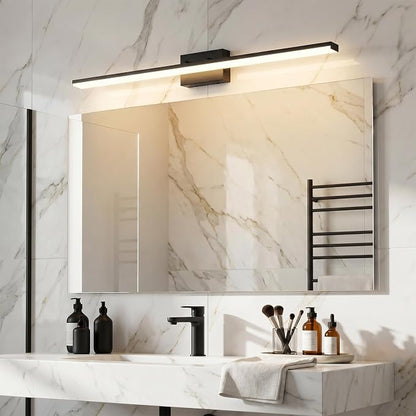 mirrea 48in 5CCT Black LED Vanity Lights for Bathroom Over Mirror | 5 color temperatures,Adjustable light angle,ETL listed,Dimmable,Bathroom lighting fixtures,Eye-friendly,Frosted acrylic shade