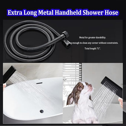 All Metal Rain Shower Head with Handheld Combo, YDmeet 10 Inch Rainfall Shower Head, Stainless Steel Hand Wand, 3 Setting Diverter, Adjustable Extension Arm w/Lock Joints, 71" Extra Long Hose, Black