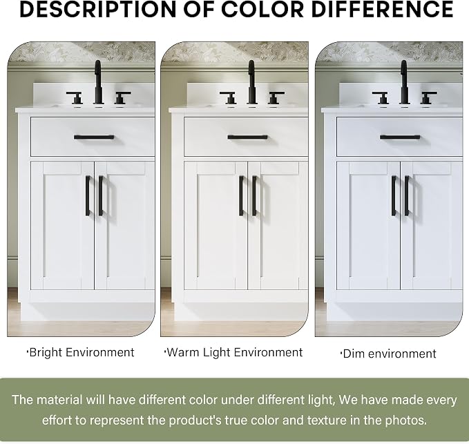 36-Inch Bathroom Vanity with Sink W/ 2 Doors & 4 Drawers & 1 Flip Drawer, White Vanity W/Matte Black Handles
