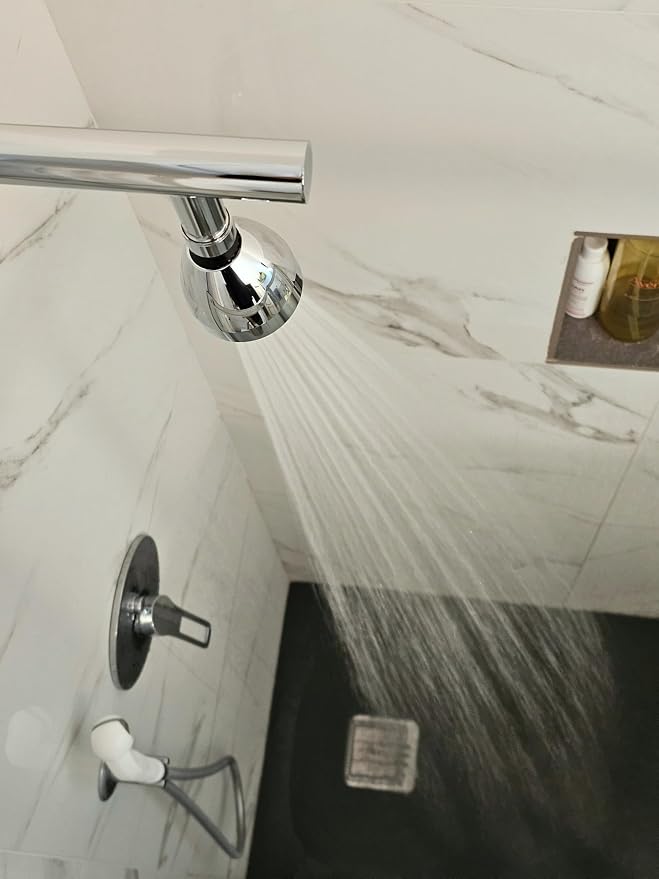 Siroflex 2765/S Fixed Shower Head with Brass Swivel – Made in Italy - Anti-Limescale Shower Head - Stainless Steel Filter Screen, Removable Flow Restrictor (Up to 40% Water Savings), (Black Chrome)