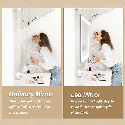 36"x 28" LED Bathroom Mirror with Light | Anti-Fog+Dimmable+Color Temperature Adjustable+Memory Function Led Wall Mirror for Bathroom, Vanity (Vertical/Horizontal)