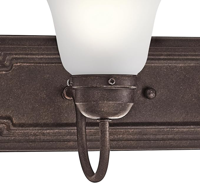 Kichler 5-Light Bathroom Vanity Light, Tannery Bronze | Damp-rated vanity light with satin etched glass (36" x 8" x 5"), 5339TZS