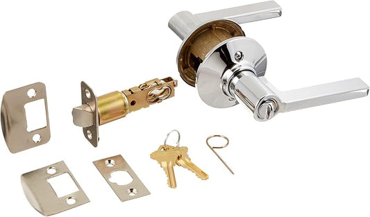 SCHLAGE F51A LAT 625 Latitude Lever Keyed Entry Lock, Bright Chrome