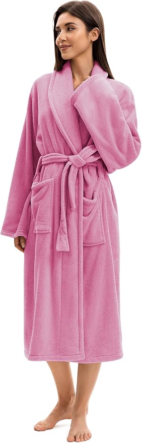 Soft Robe For Women，Warm Plush Bath Robes Female，Spa Towel After Shower Lightweight Long Bathrobe