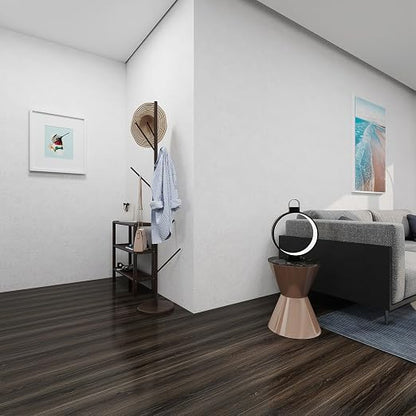 Wood Grain Peel and Stick Floor Tiles, 11.8" W × 118" L, Dark Color | Soft wood‑look finish, Works on many surfaces, Easy to cut, Non‑slip texture, Good for renters and DIY users, Removable