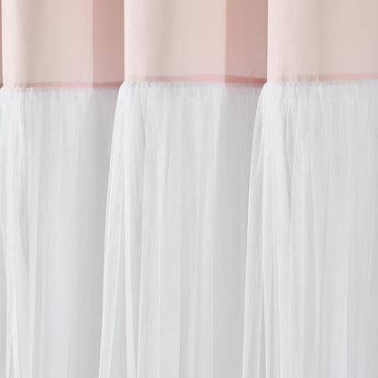Lush Decor Tulle Skirt Colorblock Shower Curtain Single 72" W x 72" L Light Gray & White - Fabric Shower Curtains for Bathroom - Cute Bathroom Curtain
