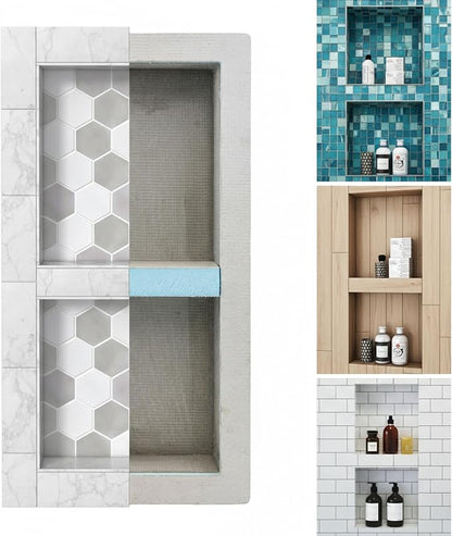 Shower Niche, Shower Niche Insert Tile Ready, 12x28 (13x29), Prefab Box | Houseables Recessed Bathroom Storage, In Wall Shelf, Cubby Inserts, Recessed Shampoo Soap Caddy, Inset Shelves, Built In Nook