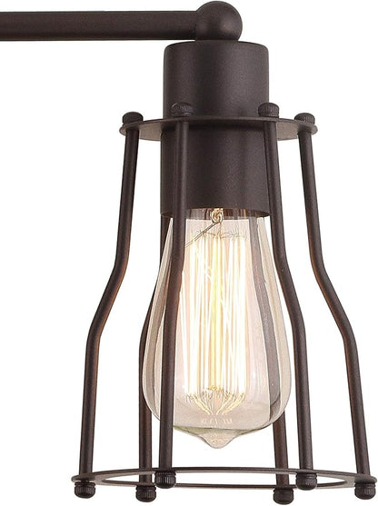 JONATHAN Y 29.5" Oil Rubbed Bronze Modern Industrial Metal Vanity Light, Bathroom Sconce for Mirror, Reversible 4-Light Wall Lamp with Metal Cage Shade for Hallway, LED Bulb Included (JYL7422A)