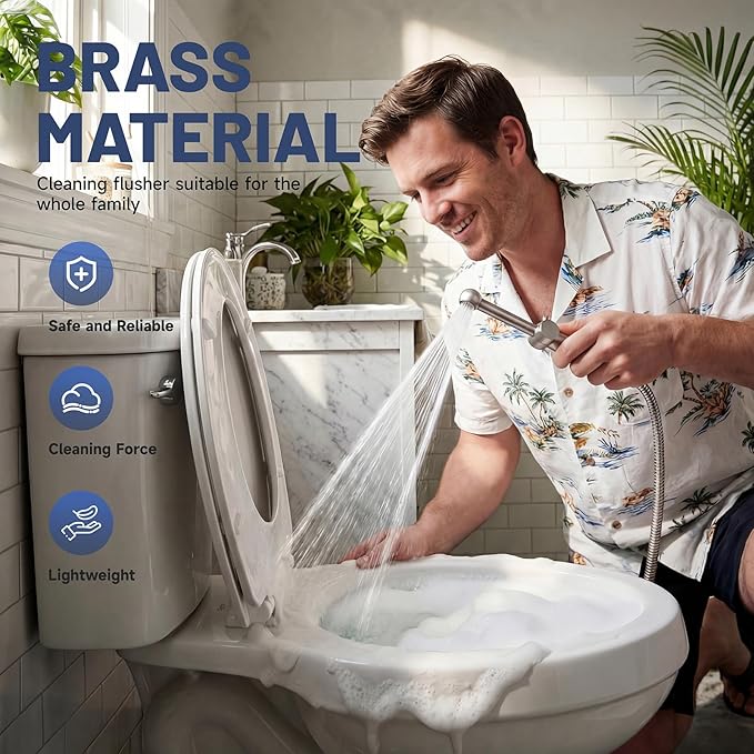 Brushed Nickel Handheld Bidet Sprayer Attachment for Toilet Adjustable Pressure Cloth Diaper Sprayer Bidets for Attachment Toilet with Interchangeable Spray Heads, Brass