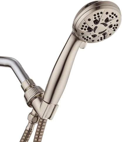 AquaDance High Pressure 6-Setting Hand Held Shower Head with Extra-Long 6 Foot Hose & Bracket – Anti-Clog Nozzles - USA Standard Certified - Top U.S. Brand - ALL BRUSHED NICKEL