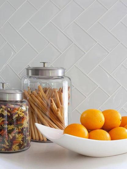 Art3d 4 Sq Ft Glass Backsplash Tiles, 32-Piece Glass Peel and Stick for Kitchen or Bathroom, 3" x 6" Subway White Backsplash Tiles