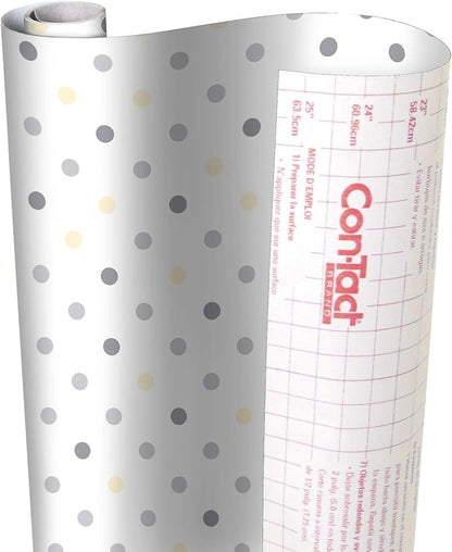 Con-Tact Brand Creative Covering, Self-Adhesive Shelf Liner, Multi-Purpose Vinyl Drawer Liner, Easy to Use and Apply, 18'' x 9', Dottie Gray