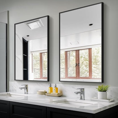 Bathroom Vanity Mirror for Wall 2Pack 36"x24" Bathroom Mirror for Over Sink | HD Shatterproof Glass, Rectangular Metal Frame, Horizontally or Vertically, Mirror for Bathroom, Living Room, Entryway(Black)