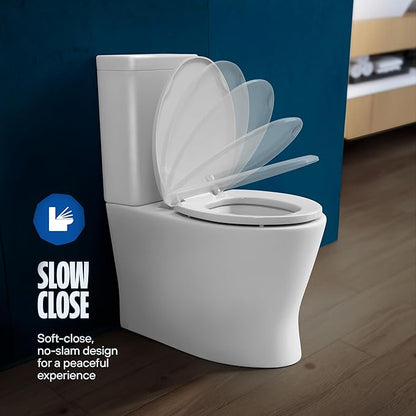 Highcraft W4TSPR Round Plastic Toilet Seat Slow Close ? Easy Remove, White