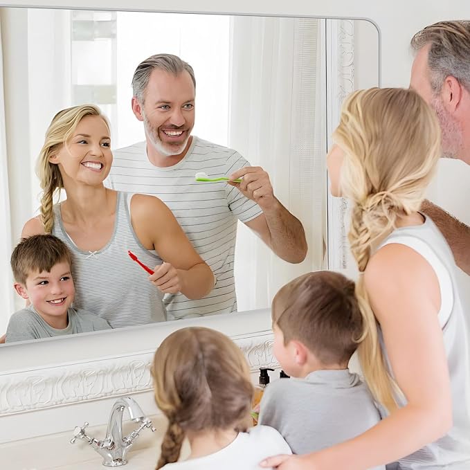 30x60 Inch Silver Bathroom Mirror, Large Rectangular Vanity Mirror, Metal Framed Rectangle Mirror, Rounded Corner Wall Mounted Mirrors for Living Room Bedroom Entryway Horizontal or Vertical