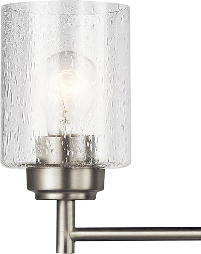 Kichler Winslow 30" Vanity Light in Brushed Nickel, 4-Light Transitional Bathroom Light with Clear Seeded Glass. (30" W x 9.25" H), 45887NI