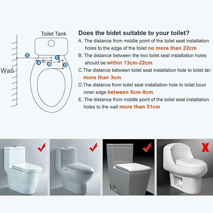 BD186 Bidet Attachment, Hot and Cold Water Bidet, Dual Nozzle, Self-Cleaning, Adjustable Water Pressure
