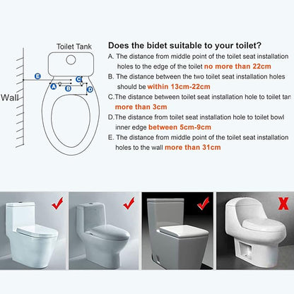 BD186 Bidet Attachment, Hot and Cold Water Bidet, Dual Nozzle, Self-Cleaning, Adjustable Water Pressure