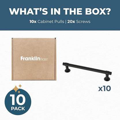 Franklin Brass Francisco (10-Pack) Cabinet Handles 5-1/16" Hole Center Pulls | Matte Black Hardware Kitchen Door, Drawers, Dressers, Furniture P29618Z-FB-B
