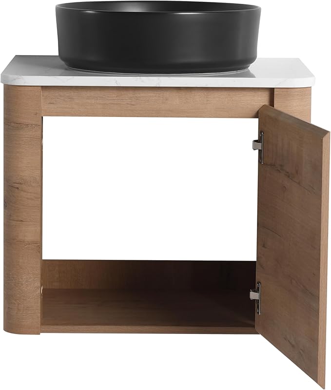 Malwee 24" Floating Bathroom Vanity with Sink, 24 Inch Wall Mounted Bathroom Cabinet Combo, Modern Single Sink Bath Storage Vanity Set, with 1 Soft Close Door and Ceramic Vessel Basin Top(24-CC