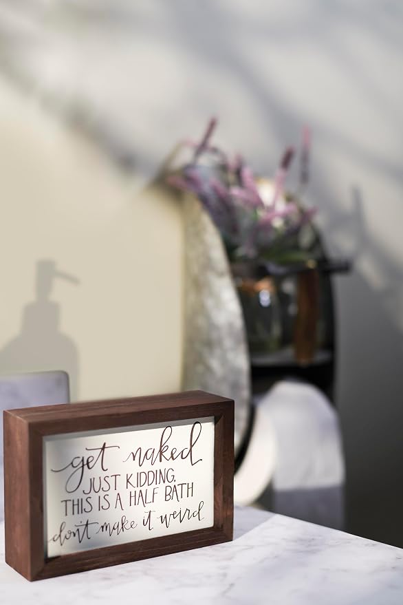 Primitives by Kathy Inset Tile Home Décor Sign, 6" x 4", Get Naked,Brown and White