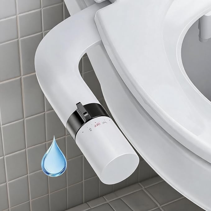 Bidet Attachment for Toilet, Non-Electric Dual Nozzle Bidet Sprayer with Adjustable Water Pressure, Cold Water Toilet Seat Attachment for Feminine and Personal Hygiene