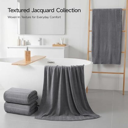 ecolook Microfiber Bath Towels Set of 4, 31 x 63 Inch Extra Large Bath Towel Set, Super Soft & Highly Absorbent, Quick Dry Lightweight Towels for Bathroom, Gym, Spa, Pool & Travel, Gray