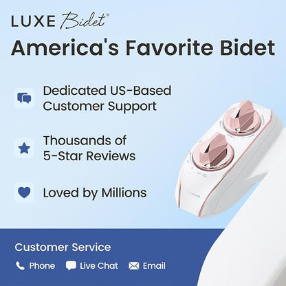 LUXE Bidet NEO 185 PLUS - Patented Bidet Attachment for Toilet, Rose Gold | Non-Electric, Dual Nozzle, Slide-In Install, 360° Self-Clean, EZ-Lift to Clean, Feminine & Rear Wash
