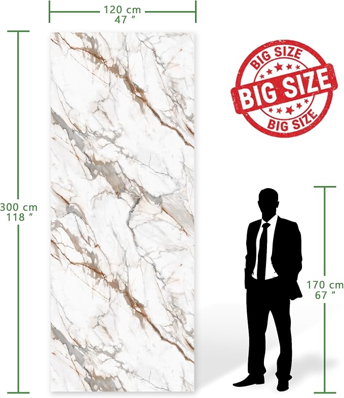 Marble Peel and Stick Waterproof Wall Paneling, 118" x 47" Calacatta Gold Matte Finish Self-Adhesive Backsplash Tile Vinyl Wall Panel for Kitchen Bathroom Wall Decor, Covers 38.75 Sq. Ft.