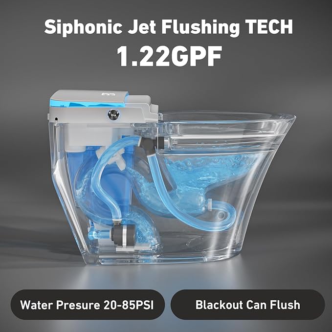Smart Toilet with Bidet Built In, Auto Flush for Hands-Free Hygiene, Luxury Elongated Toilet with Heated Seat & Warm Water Wash, Modern Elongated Tank with LED Display