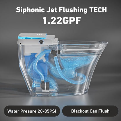 Smart Toilet with Bidet Built In, Auto Flush for Hands-Free Hygiene, Luxury Elongated Toilet with Heated Seat & Warm Water Wash, Modern Elongated Tank with LED Display