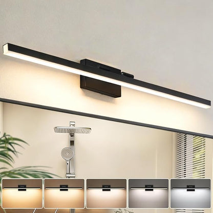IZORRO Modern Bathroom Vanity Light 48 inch, Rotatable, 36W Dimmable Led Bathroom Light Fixture Over Mirror, Black Vanity Light Bar (5 Color Temperature)