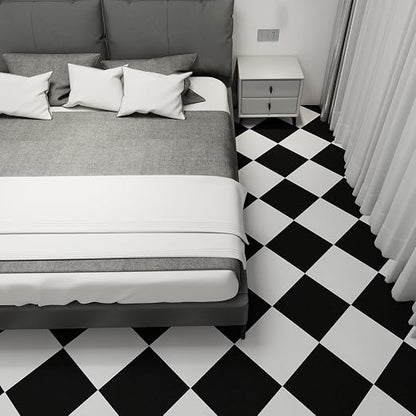 20-Pack 12"x12" Peel and Stick Floor Tiles Waterproof Self Adhesive Vinyl DIY Flooring for Bedroom, Bathroom, Kitchen, RV, Cover 20 Sq. Ft, Matte Black & White