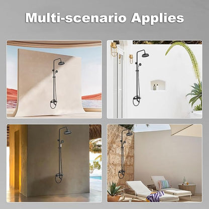 Outdoor Shower Features, Exposed Shower System Wall Mounted | 8 Inch Rain Shower Head Sprayers,Handheld Shower Head & Tub Spout,Solid Brass,Dual Handle,High Pressure,Matte Black