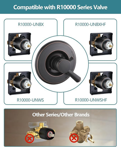 Shower Trim Kit Compatible with Delta 17& 1700 Series, Shower Cover Plate with Handle, Oil Rubbed Bronze(Valve& Catridge Not Inclued)