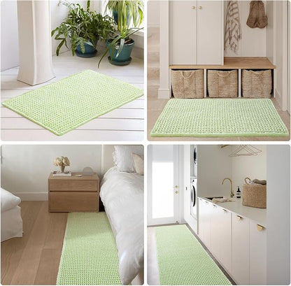 TYUU Waffle Bath Mat, Boho Bathroom Rugs Non Slip, 36x24 Pale Green | Super Absorbent Quick Dry Bath Rug, Non-Slip Backing, Soft Waffle Washable Farmhouse Bathroom Mats, Tub, Shower & Home Decor