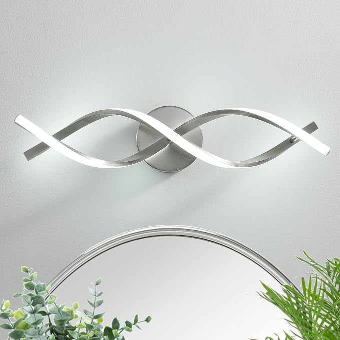 Modern Nickel LED Vanity Lighting,Bathroom Light Fixture Over Mirror,21 Inch,6000K Cool White