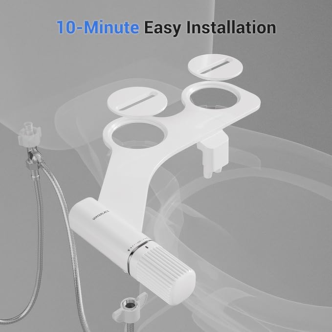 Bidet Attachment for Toilet - Dual Retractable Nozzles Bidet(Hygienic Rear & Feminine Wash) with Adjustable Water Pressure, Ultra Slim Non-Electric Bidet, Easy Installation (White)