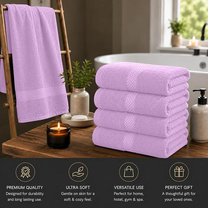 DAN RIVER 600 GSM Cotton Large Bath Towels Set of 4, 27 x 54 Inches | Larger & Lighter Weight Towels for Bathroom - Highly Absorbent & Quick Dry 100% Cotton Bath Towel Set for Home, Spa & Hotel